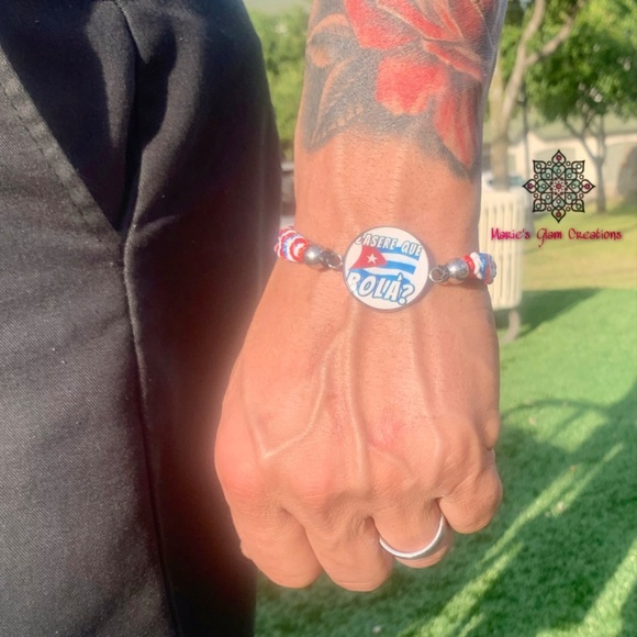 Men Patriot Bracelet-Adjustable Cuba Flag Bracelet- Cuba Flag Colors-Cuban Pride - Picture 2 of 4